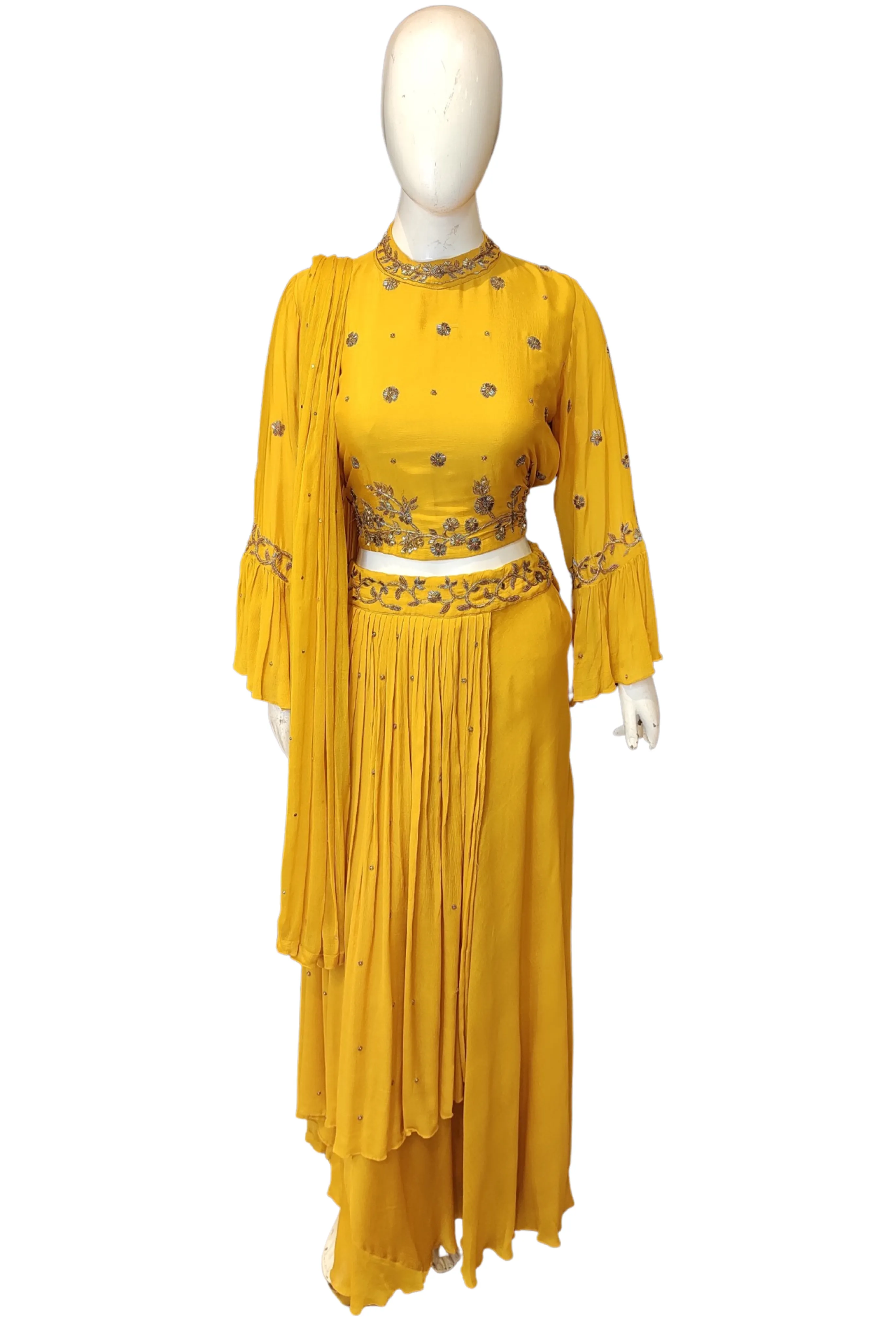 Chinon Blouse and Skirt with Dabka and Sippi Work