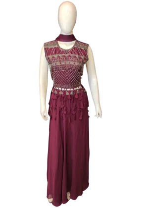 Chinon Blouse with Cutdana Work and Skirt