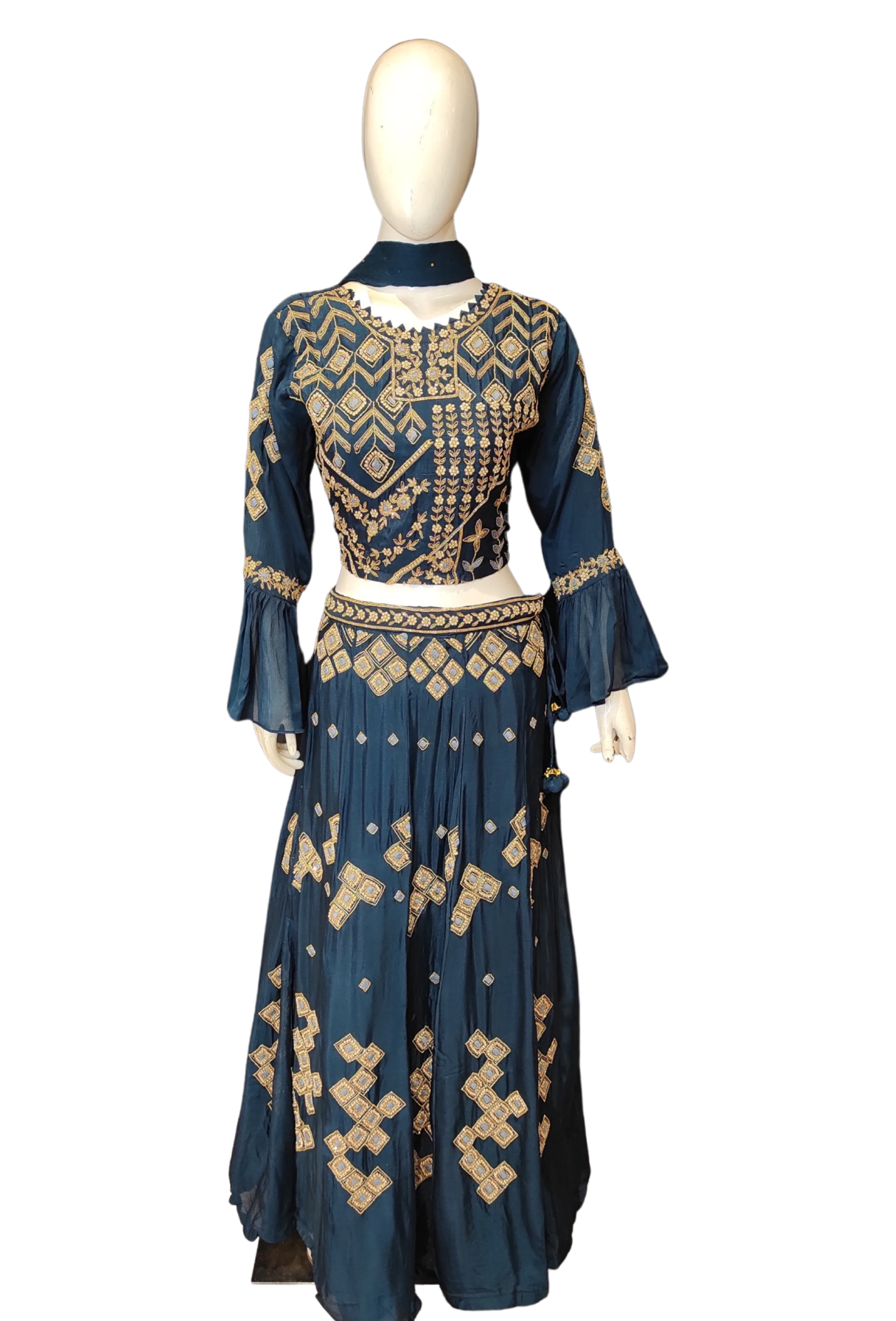 Chinon Blouse with Hand Work and Dupatta