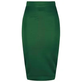 Classic Stretch Emerald Green Pencil Bodycon Midi Office Work Skirt