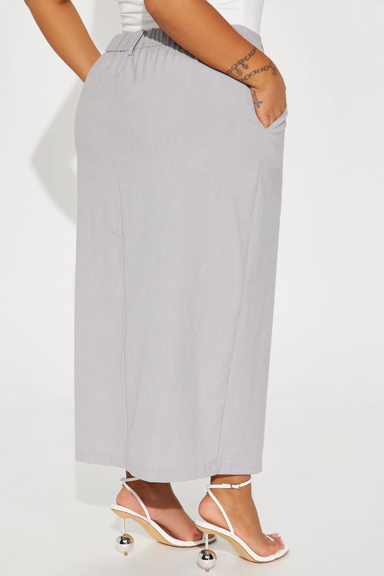 Command You Trouser Midi Skirt - Grey