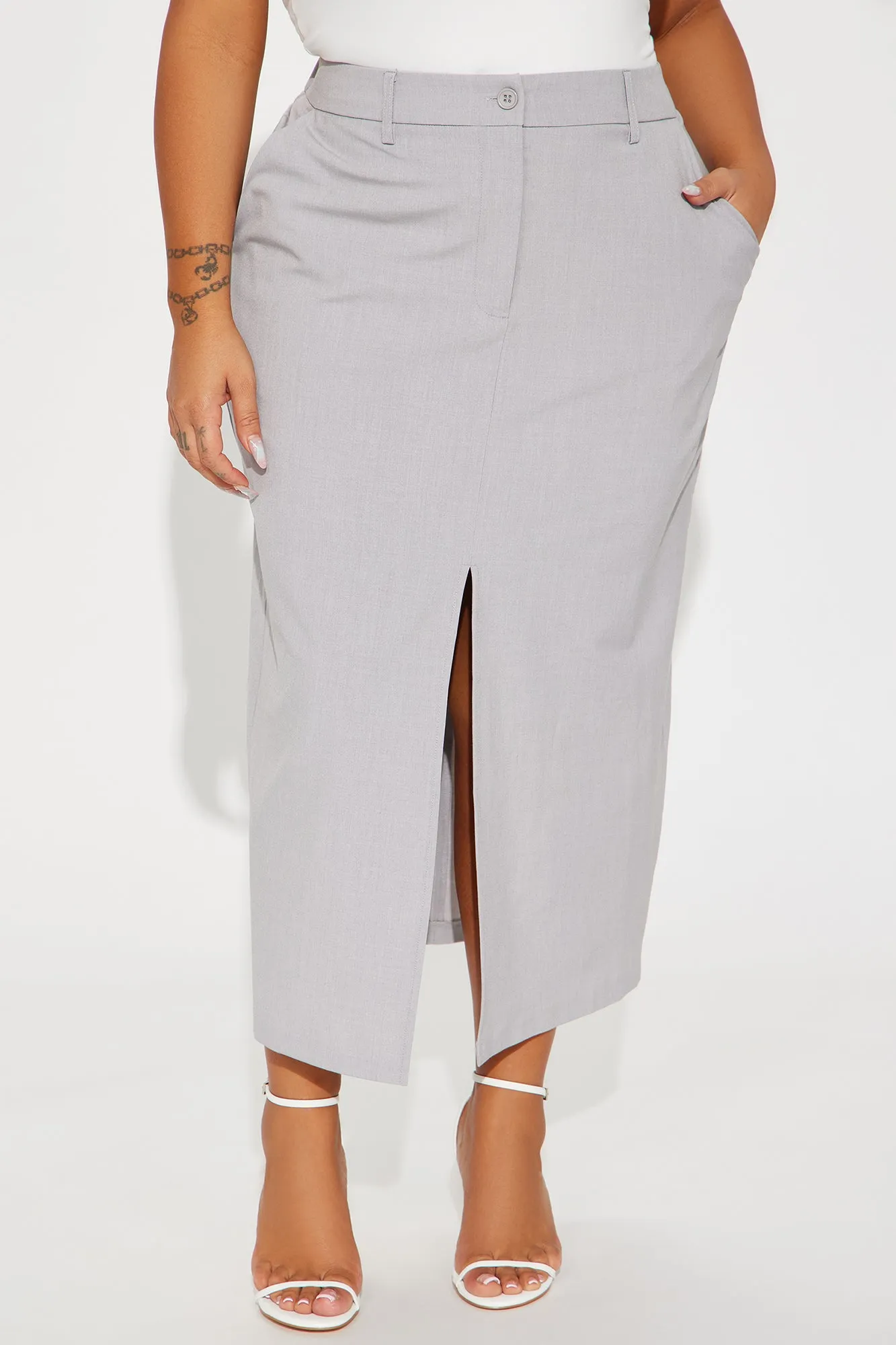 Command You Trouser Midi Skirt - Grey