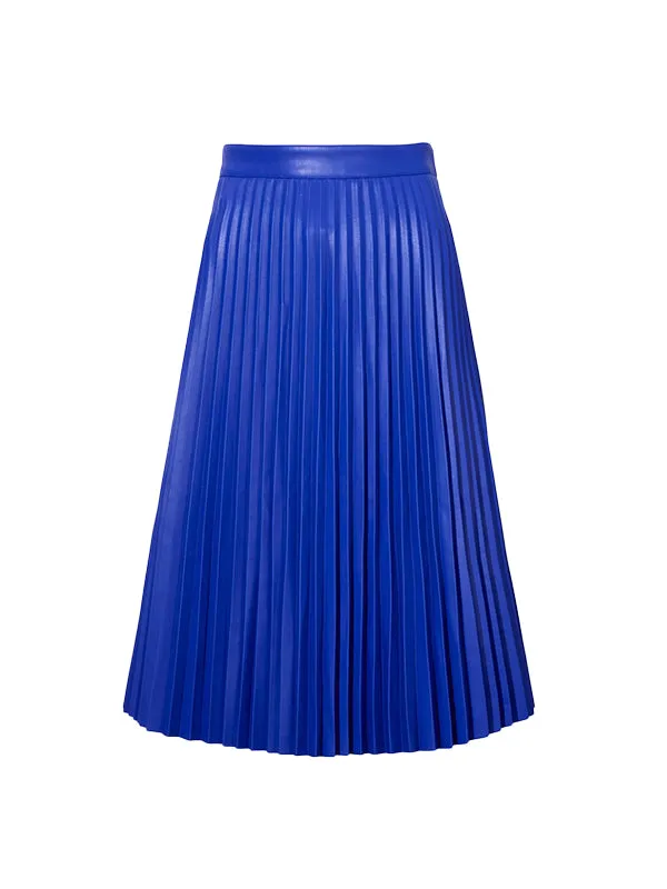 Daphne Faux Leather Skirt in Sapphire