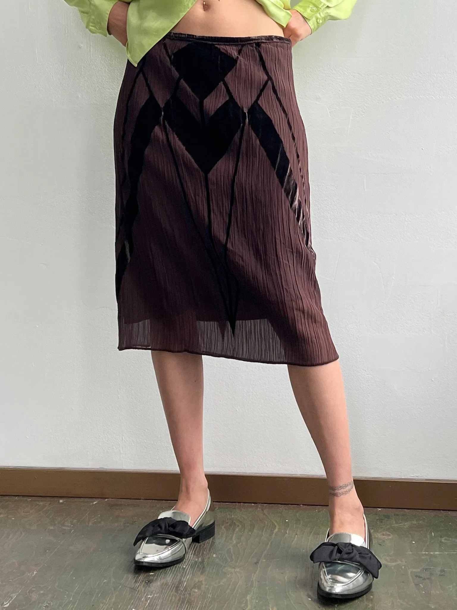 Dark Chocolate Velvet Crinkle Skirt (M)