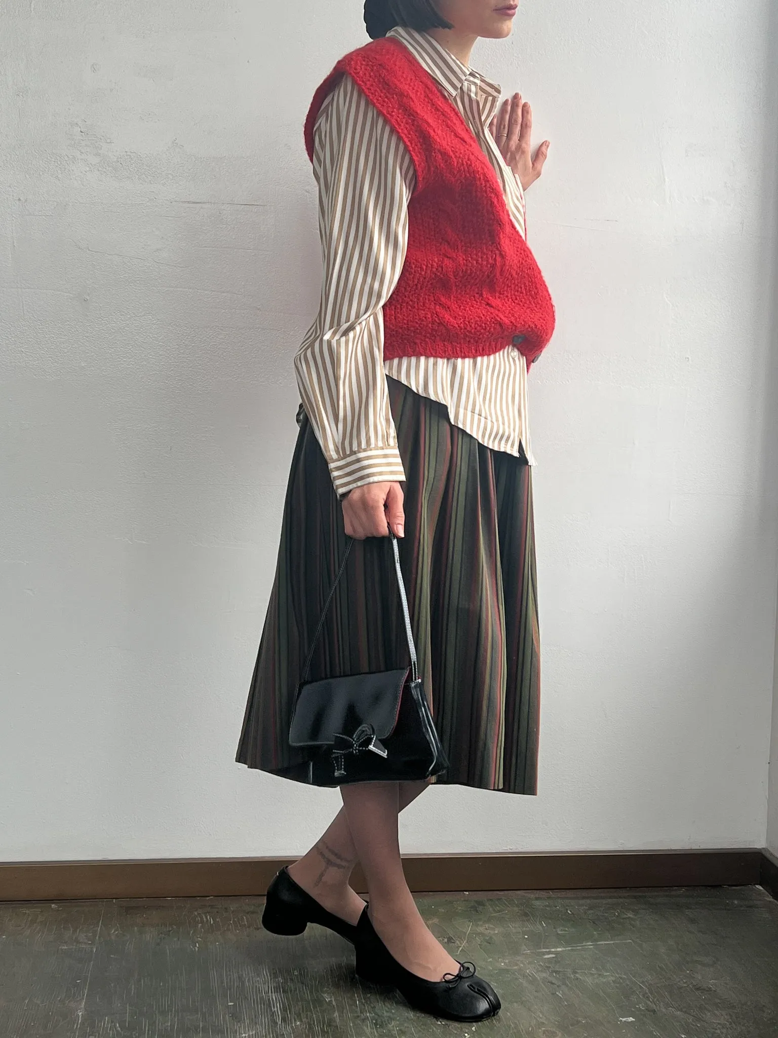 Dark Neutrals Cotton Stripe Skirt (S)