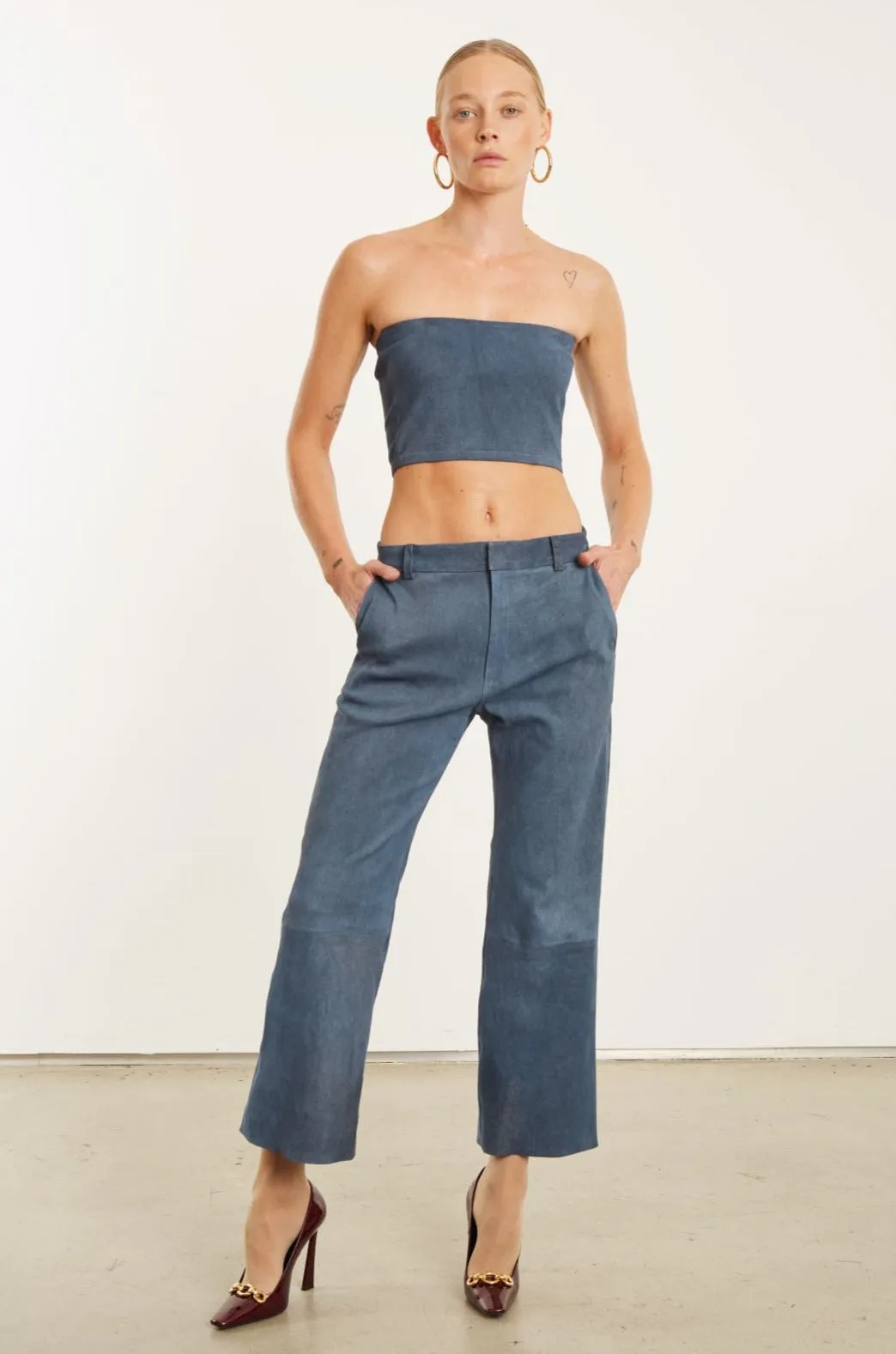 Denim Suede Micro Tube Top