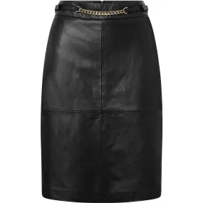 Black Leather Over-the-Knee Skirt by Doreen - Style 51002