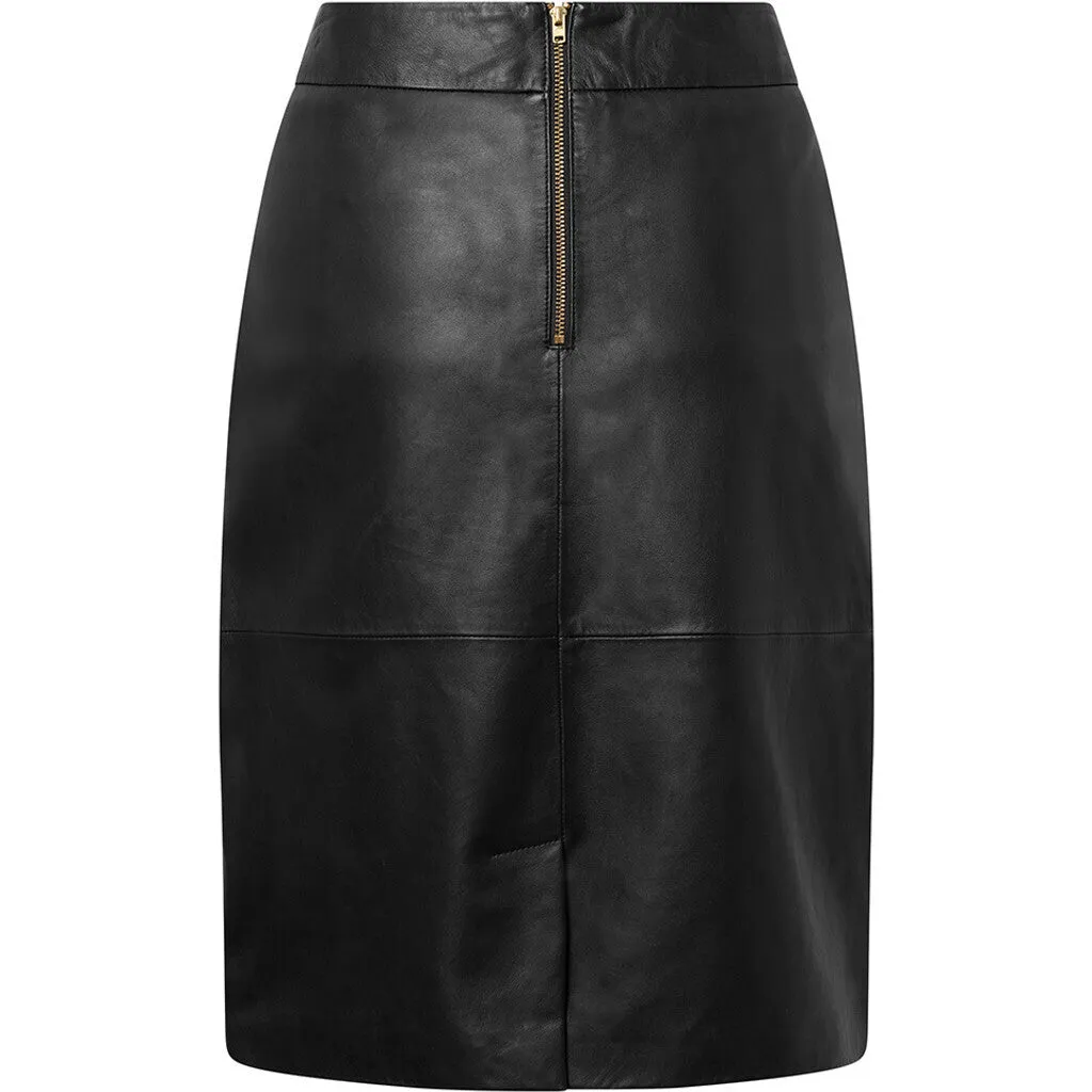 Black Leather Over-the-Knee Skirt by Doreen - Style 51002