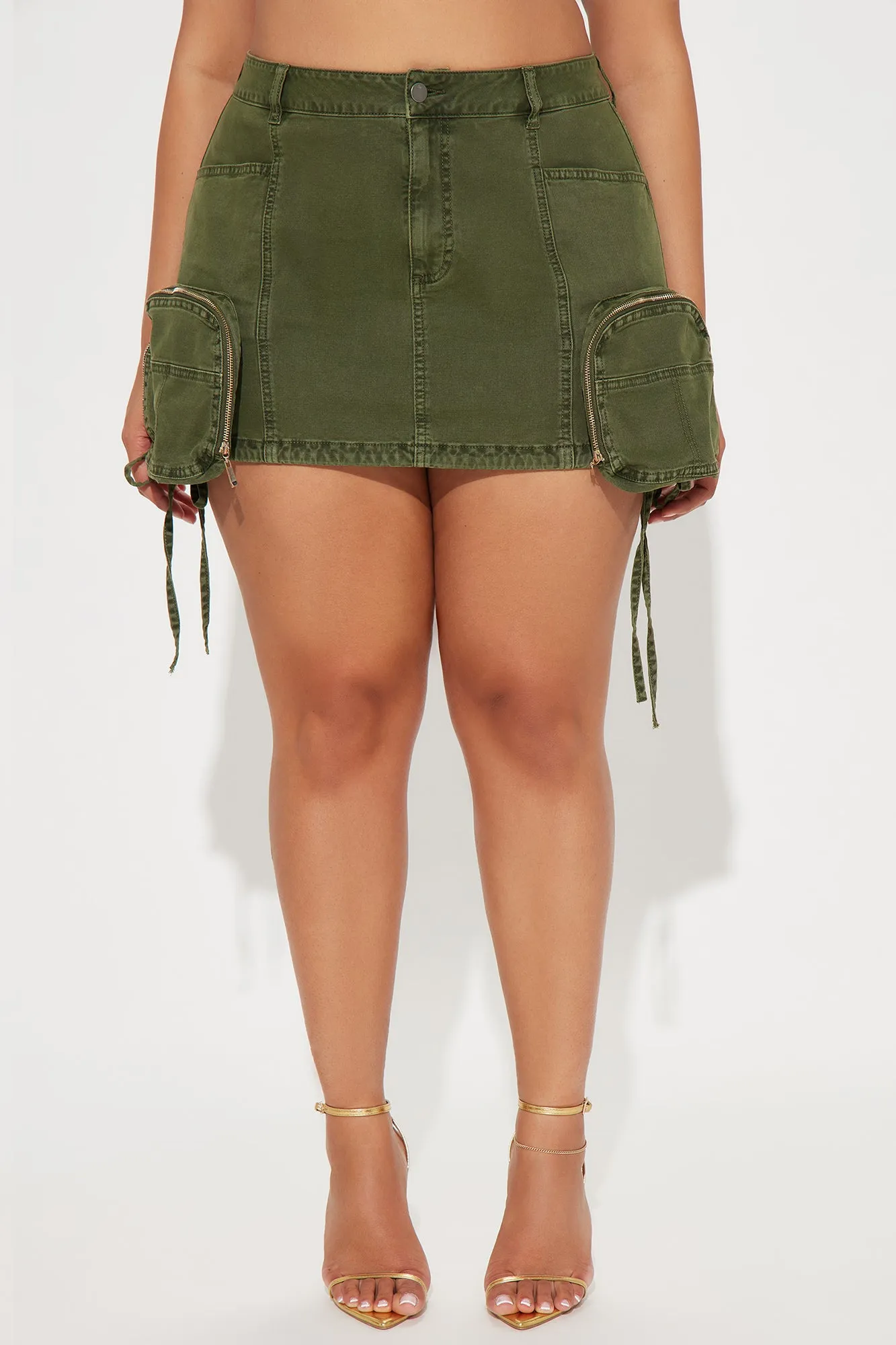 Down With Me Cargo Mini Skirt - Olive