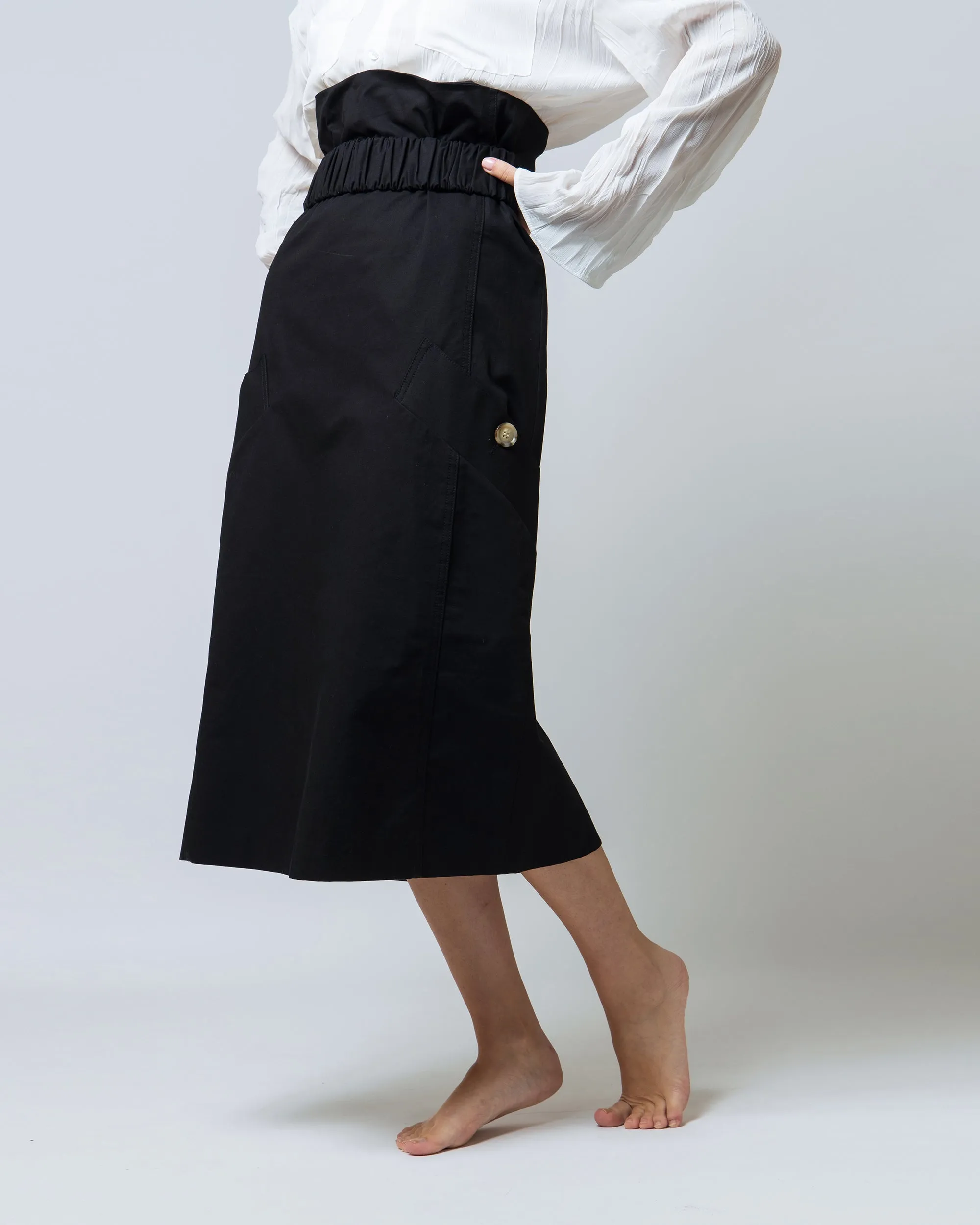 ELASTIC WAIST TWILL SKIRT 1662 - تنورة