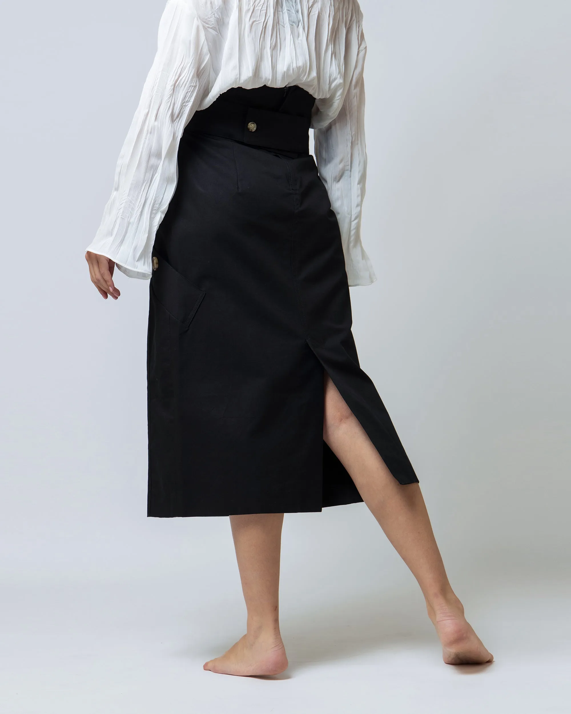 ELASTIC WAIST TWILL SKIRT 1662 - تنورة