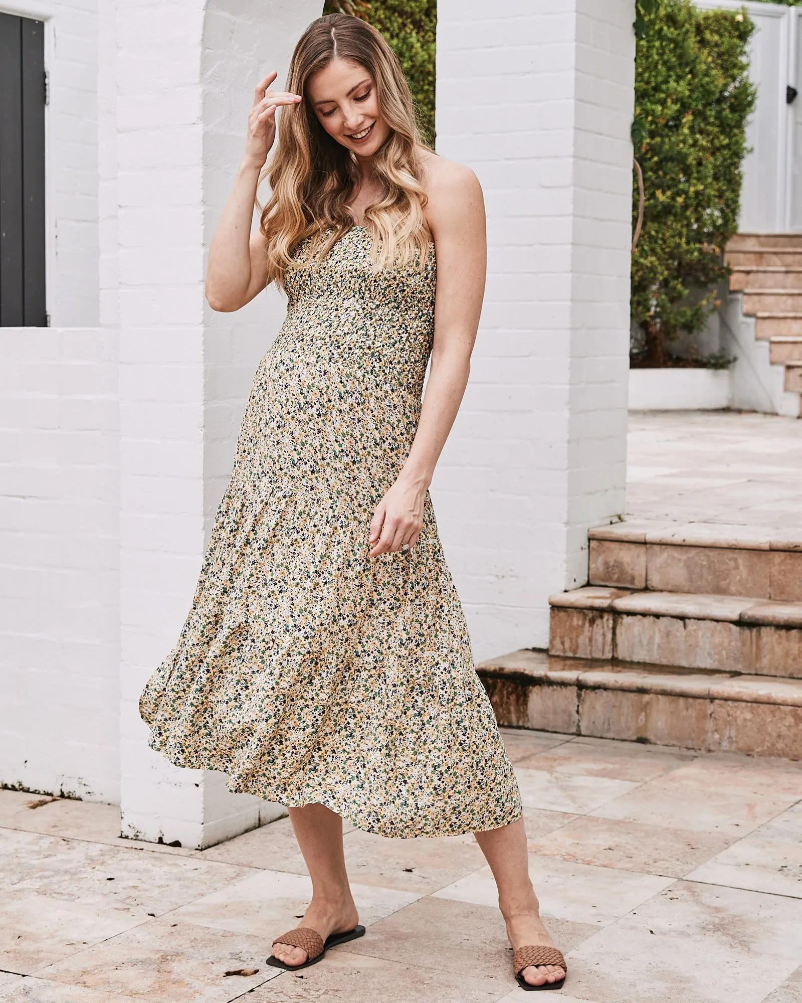 Ellie 2-in-1 Maternity Yellow Floral print Maxi Skirt