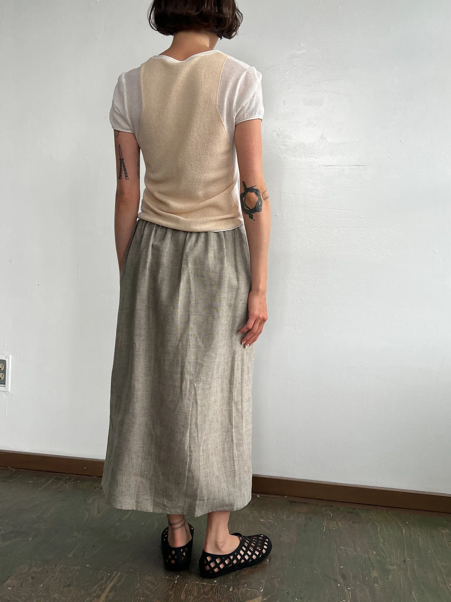 Eskandar Linen Wrap Easy Skirt (M)