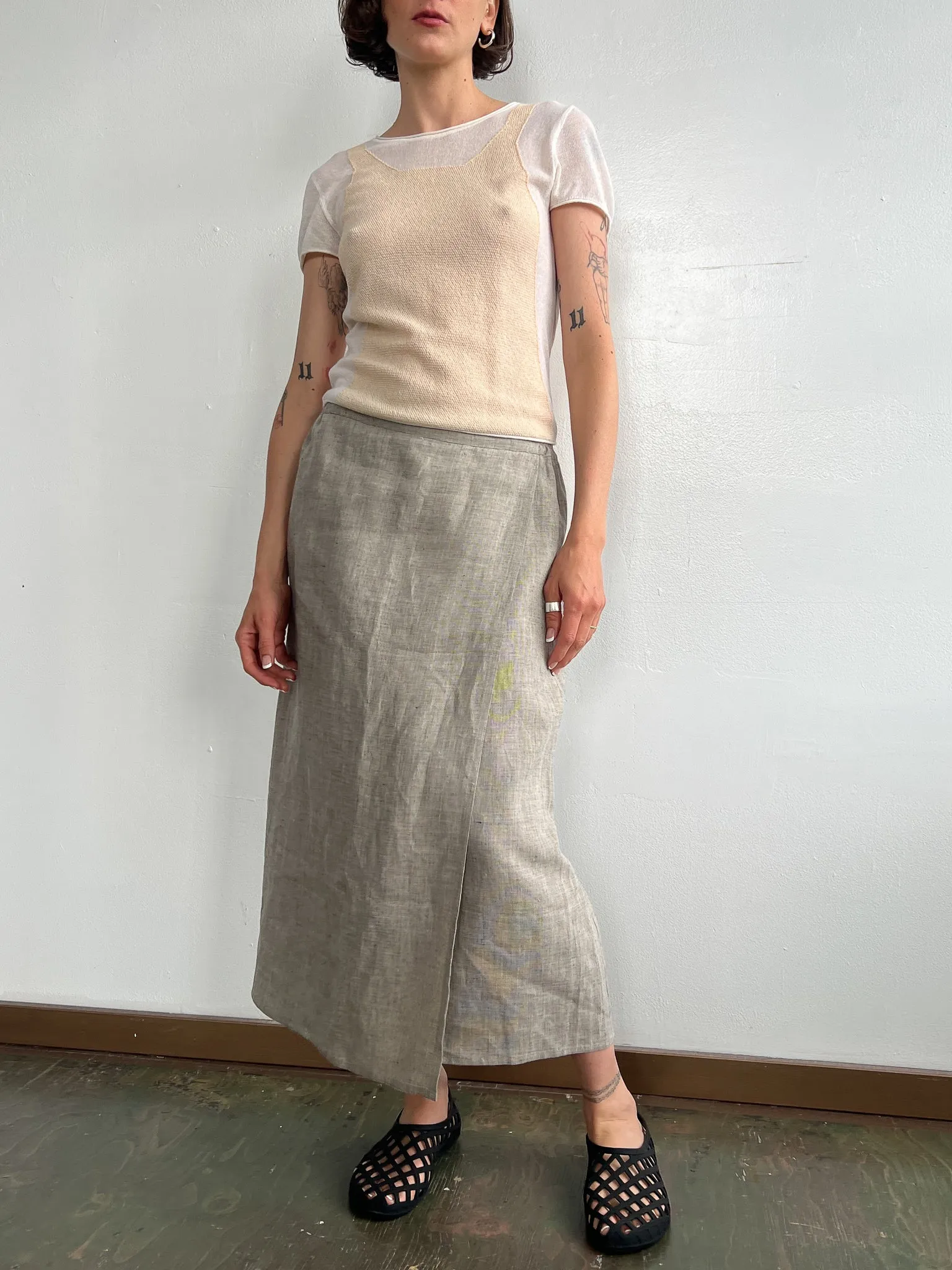 Eskandar Linen Wrap Easy Skirt (M)