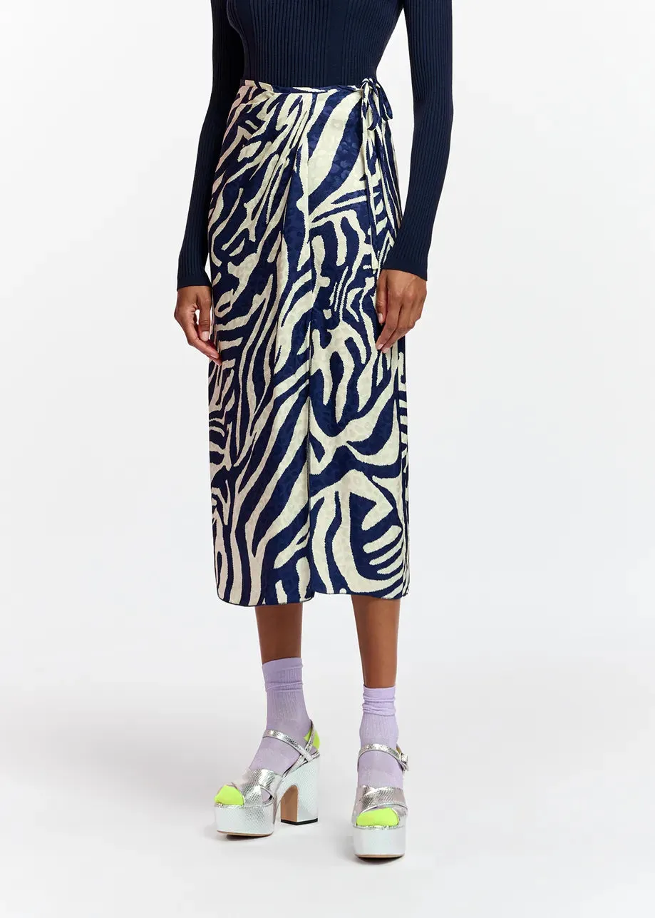 Essentiel Antwerp Flavia Dress in Navy Zebra Combo