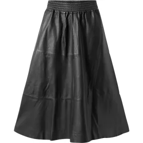 Everlyn leather skirt with elastic in waist / 50648 - Black (Nero)