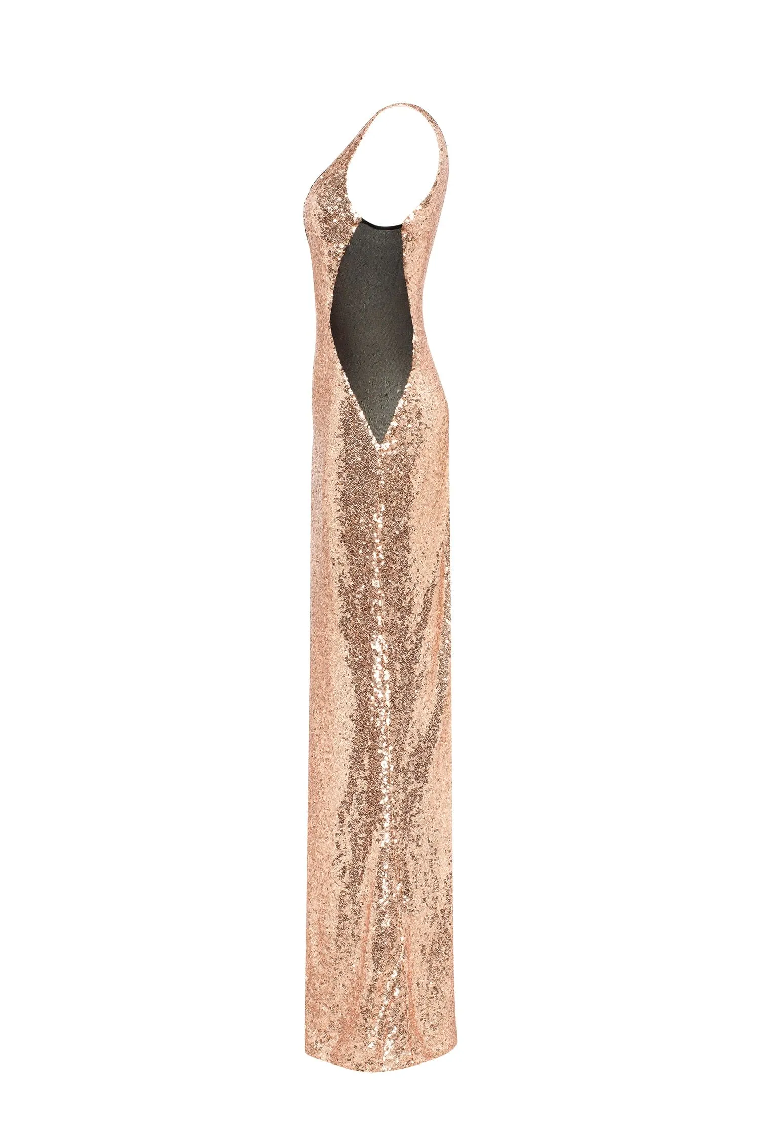 Extravaganza fully sequined gold maxi dress, Smoky Quartz