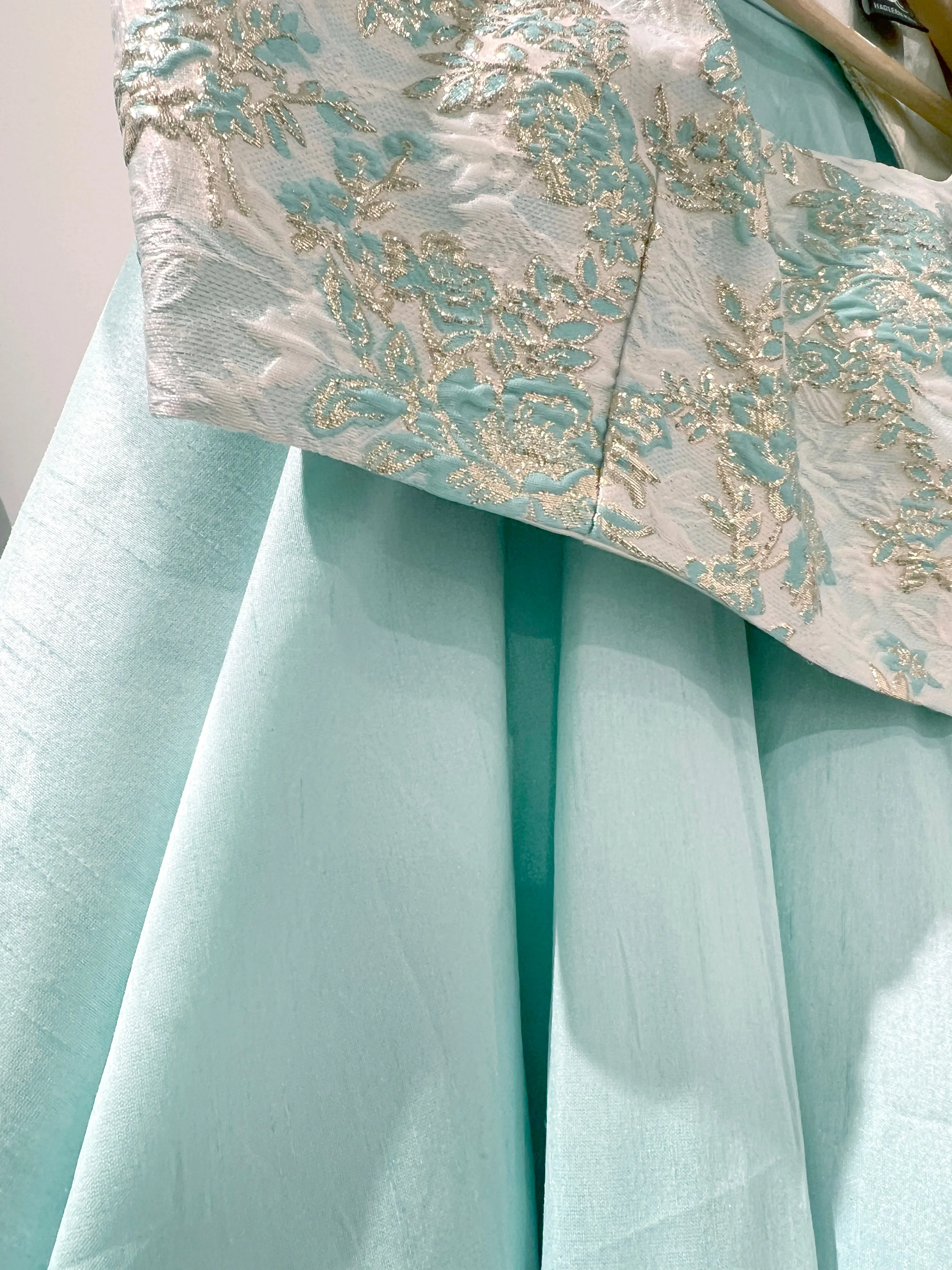 EZYA Aqua Dupioni Slit Lehenga Skirt