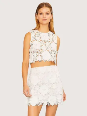 Floral Crochet Mini Skirt