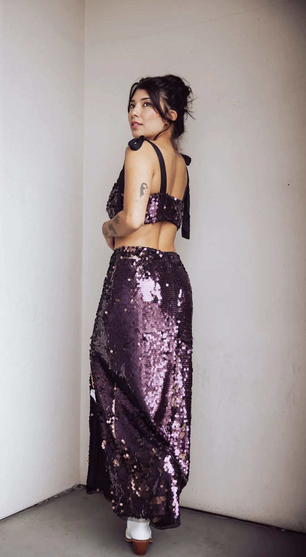 Free People Star Bright Sequin Maxi Skirt - Purple