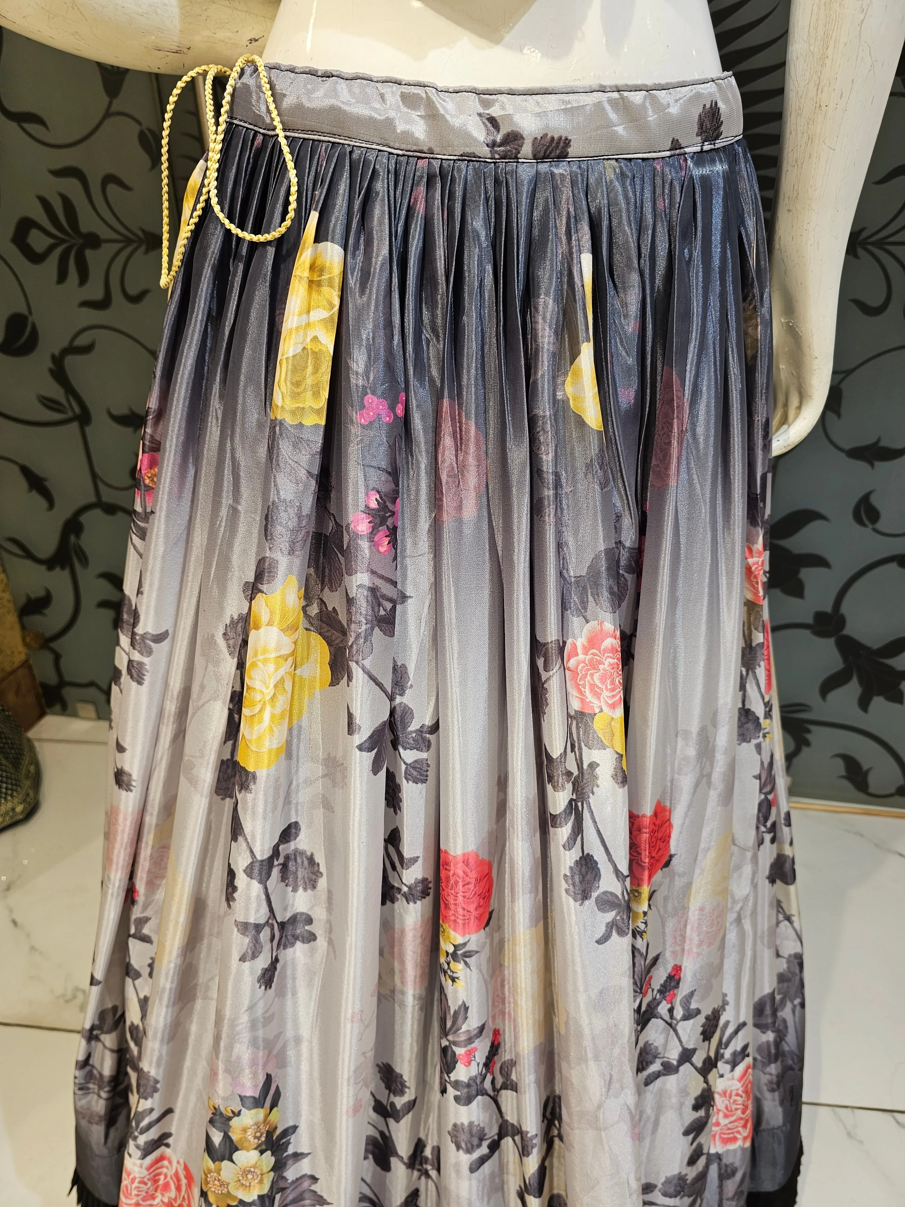 Grey Floral Lehenga Choli