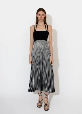 Halter Neck Dress in Black Stripe