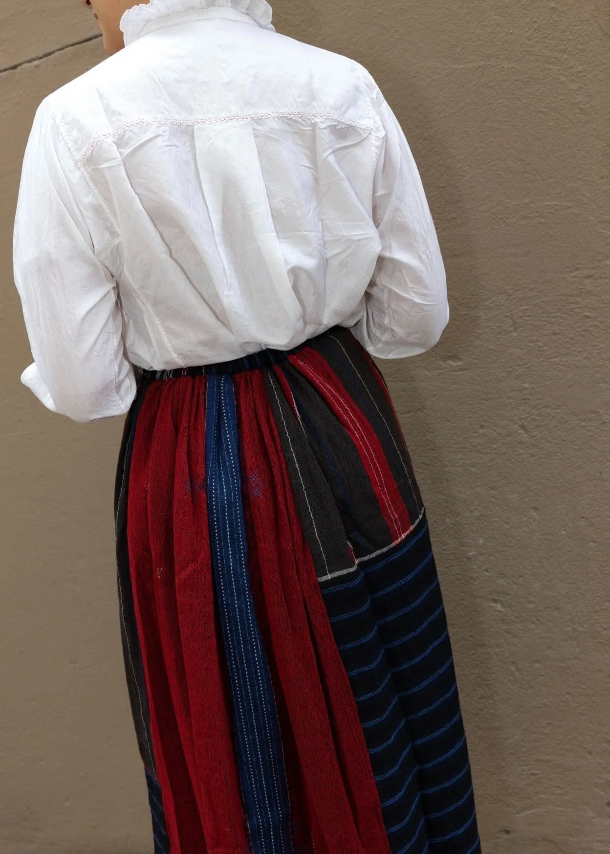 Handloomed Striped Patchwork Merino Wool Skirt