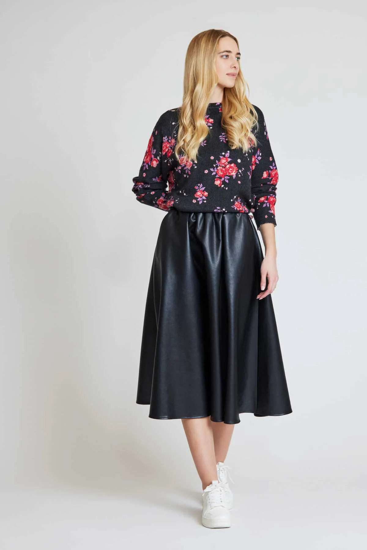 Honorine Vegan  Leather Midi Skirt