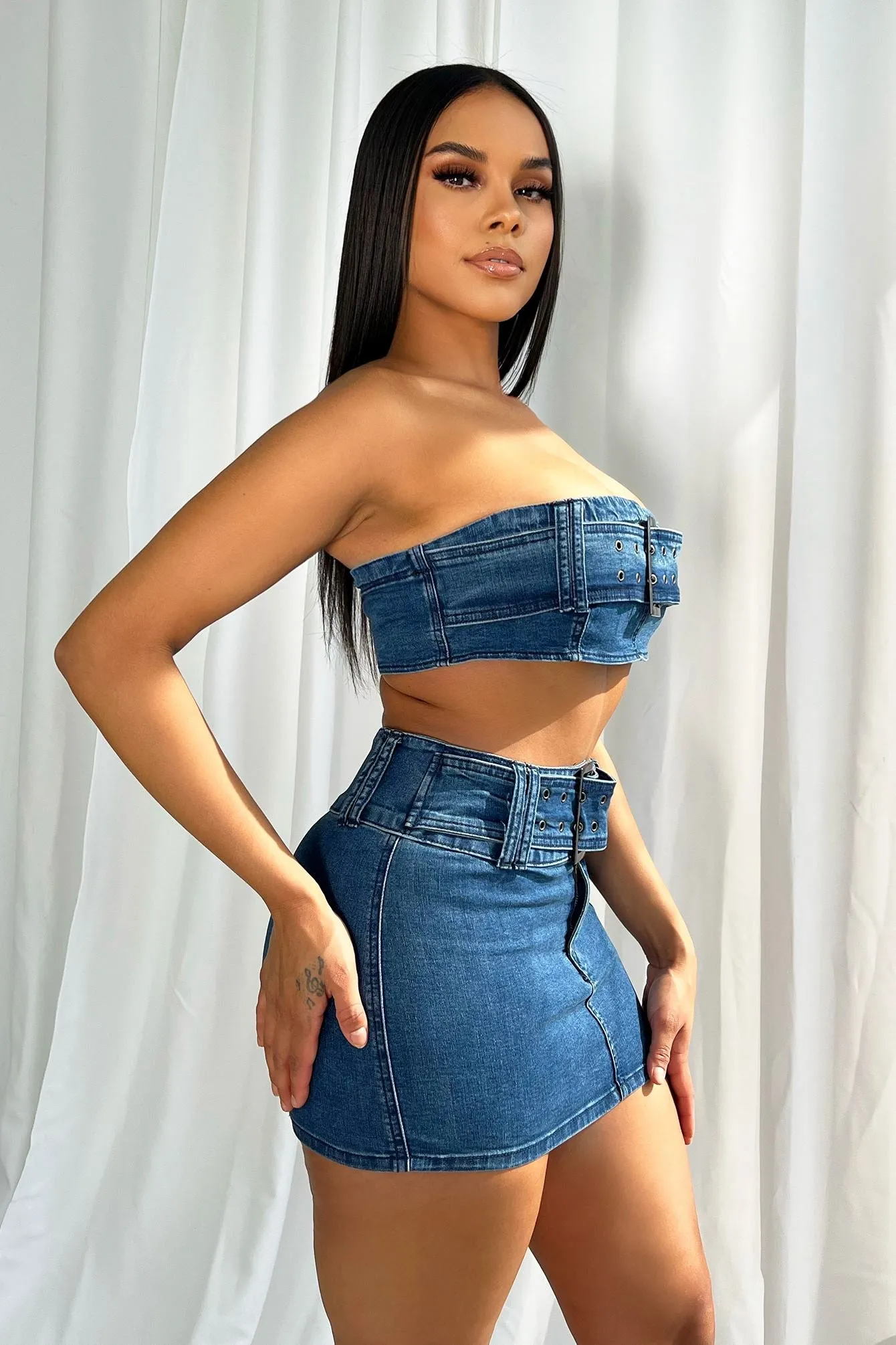 Iconic Belted Tube Top & Skirt SET