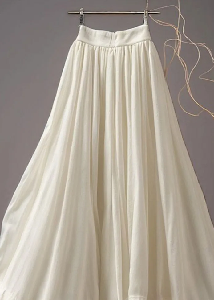 High-Waist White Ruffled Cotton Skirt for Summer - Italian Style AB1012