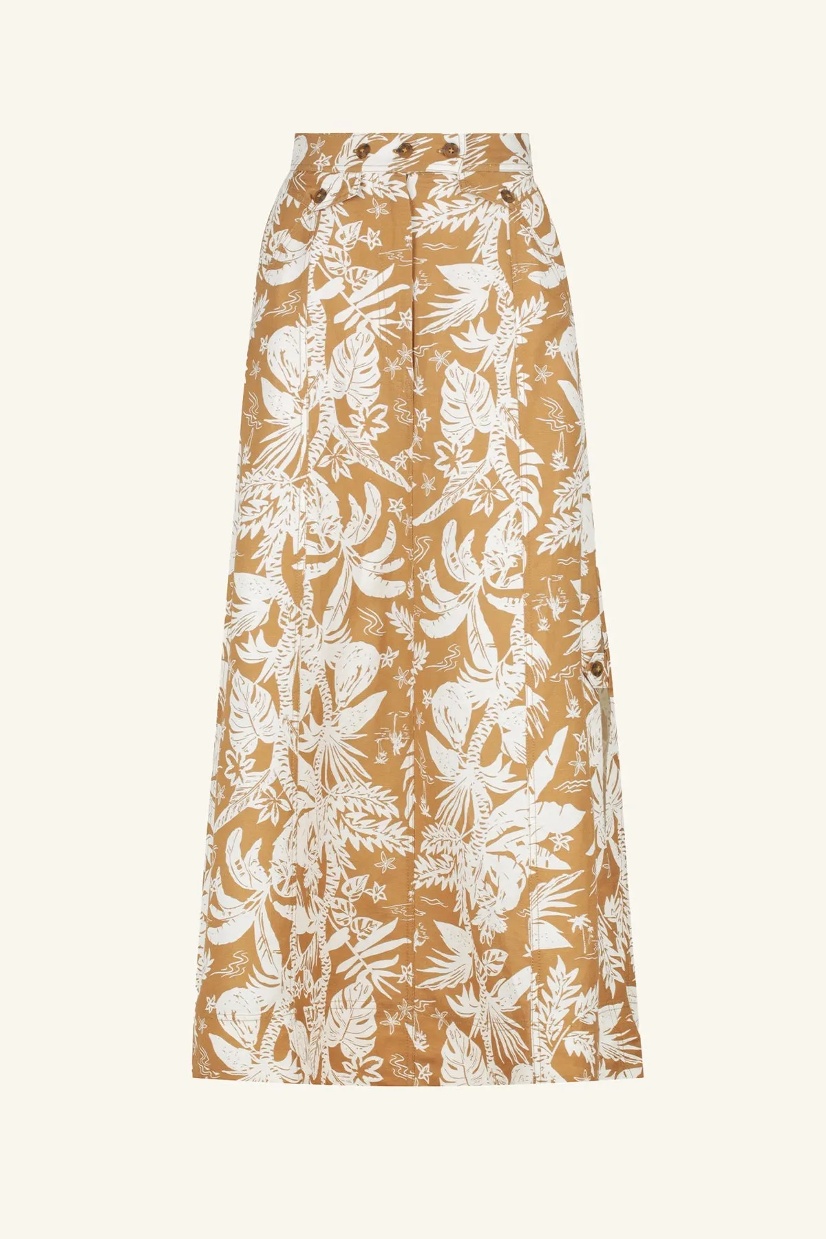 Kiana Elegant Linen Midi Skirt with Side Split