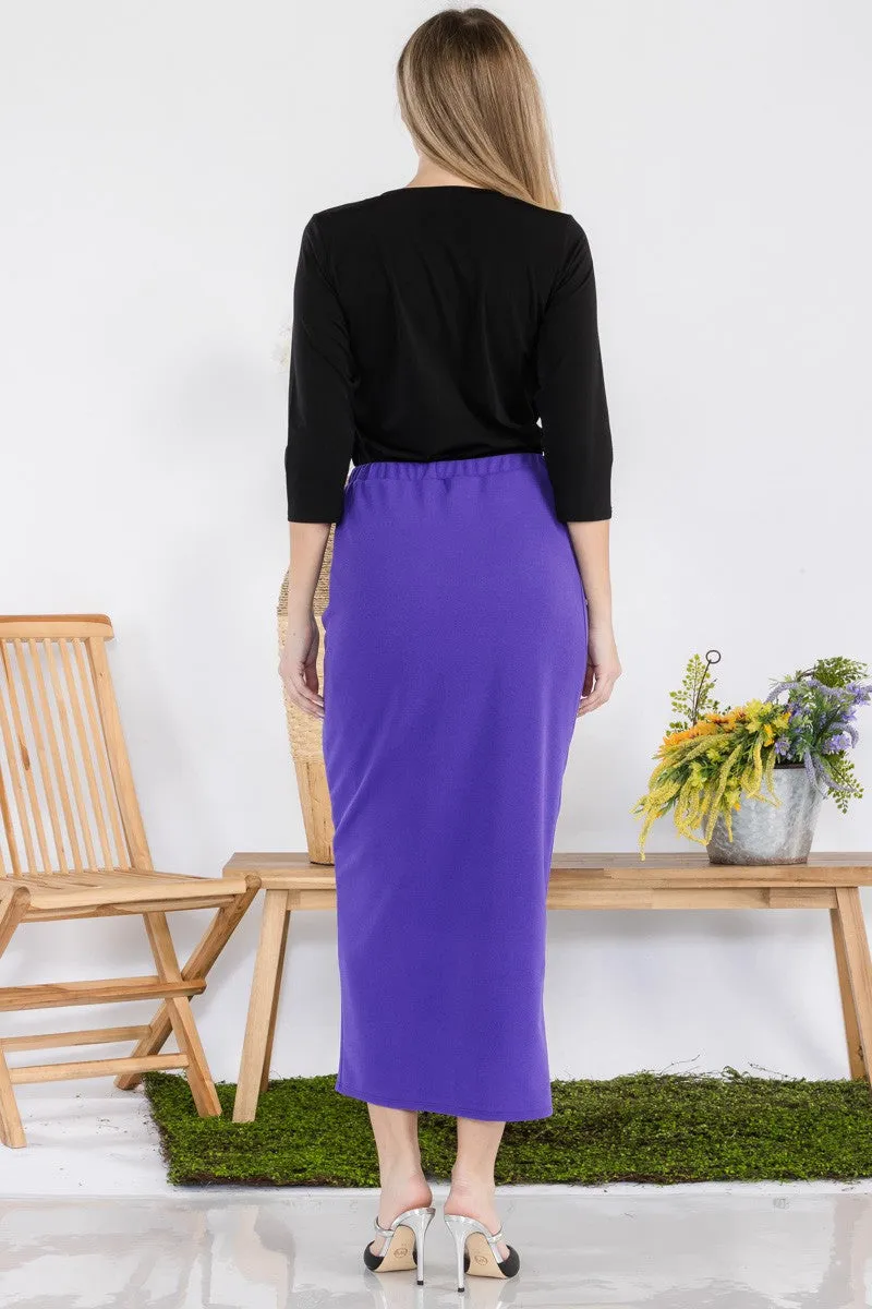 Laura Ann Purple Pencil Skirt-Textured (Regular & Plus)