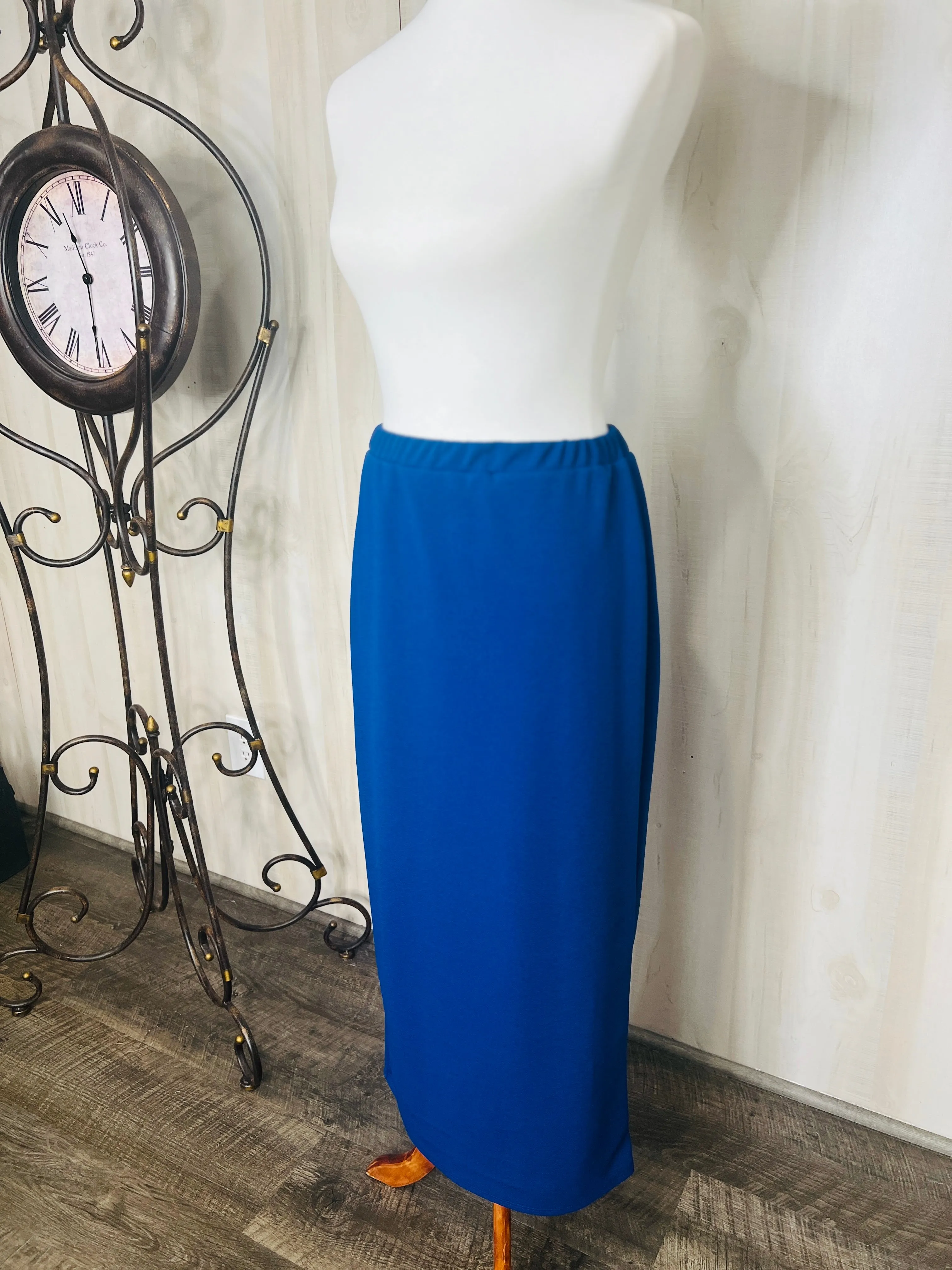 Laura Ann Royal Blue Pencil Skirt-Textured (Regular & Plus)