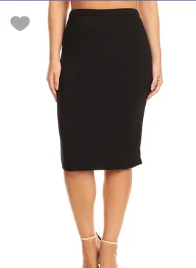 Laura Black Pencil Style Skirt-Textured