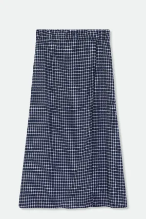 LOLA WRAP SKIRT IN BLUE & WHITE CHECK