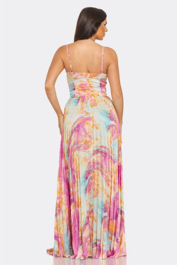 LouJane Pleated Maxi Dress - Watercolor