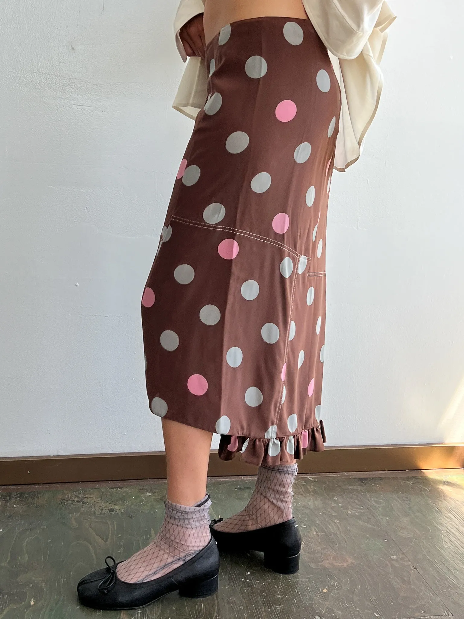 Marni Silk Dotted Midi Skirt (M)