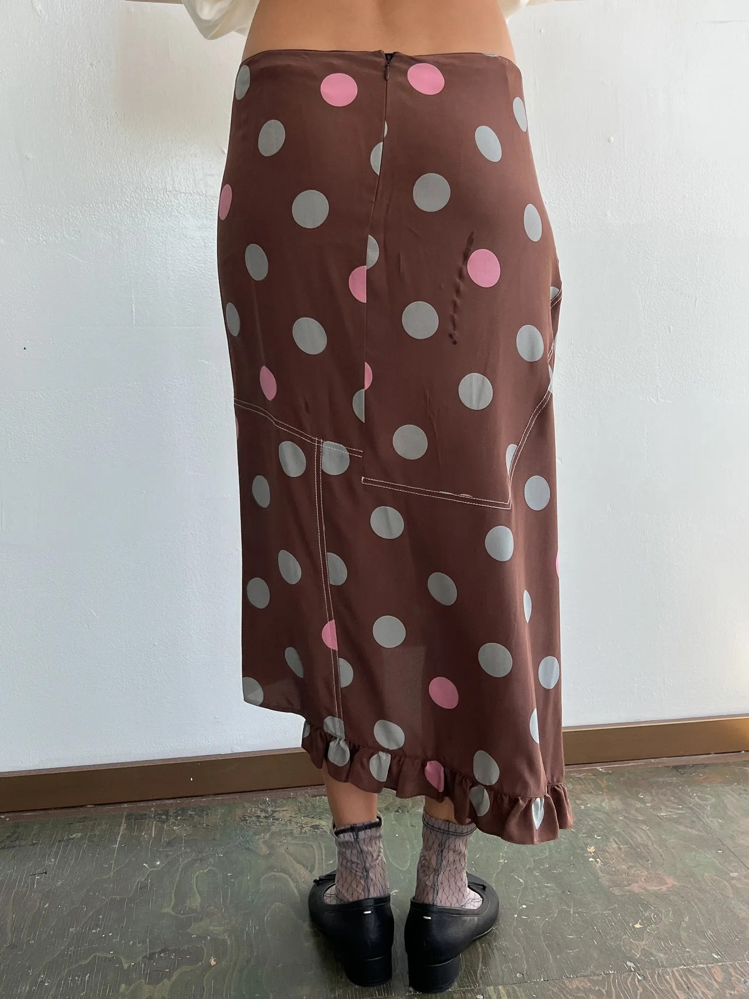 Marni Silk Dotted Midi Skirt (M)