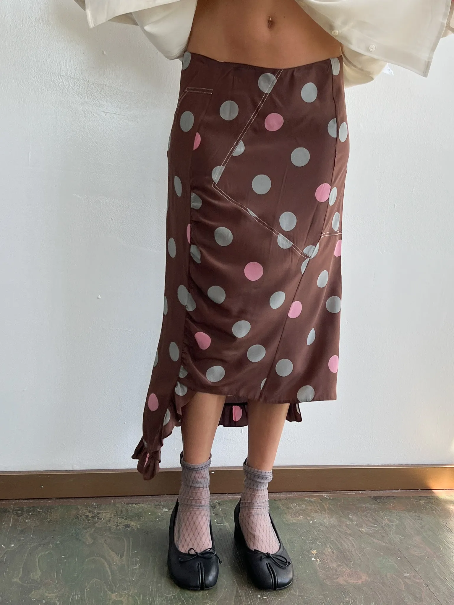 Marni Silk Dotted Midi Skirt (M)