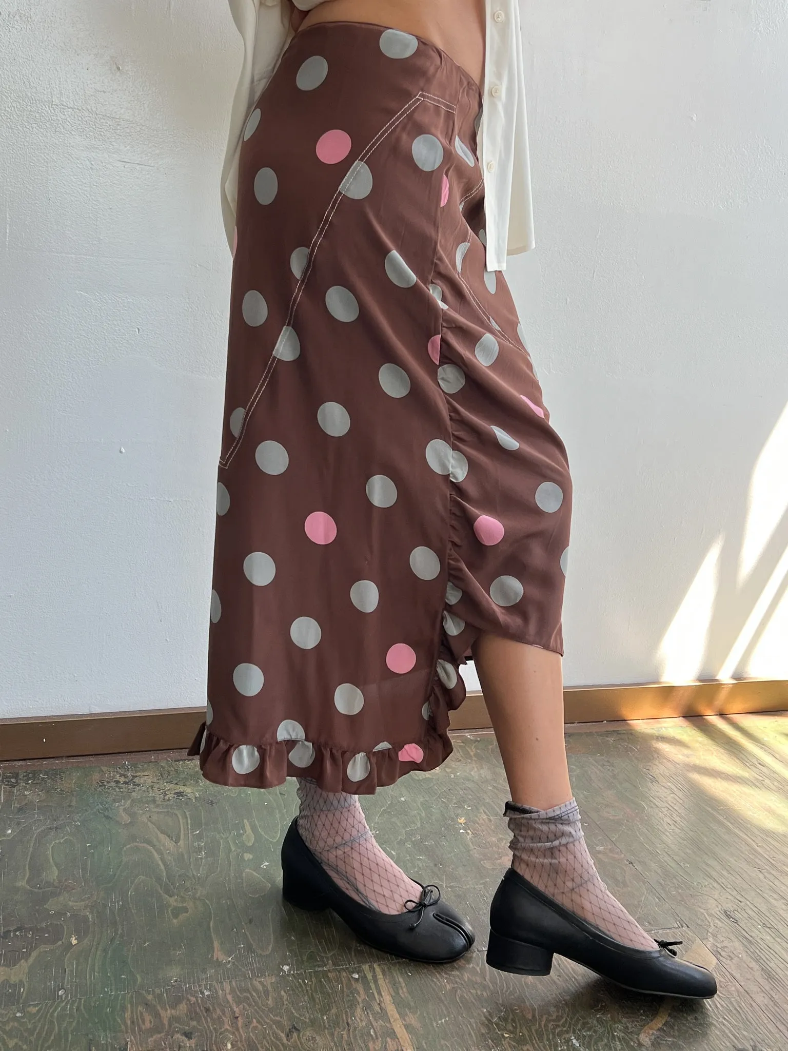 Marni Silk Dotted Midi Skirt (M)