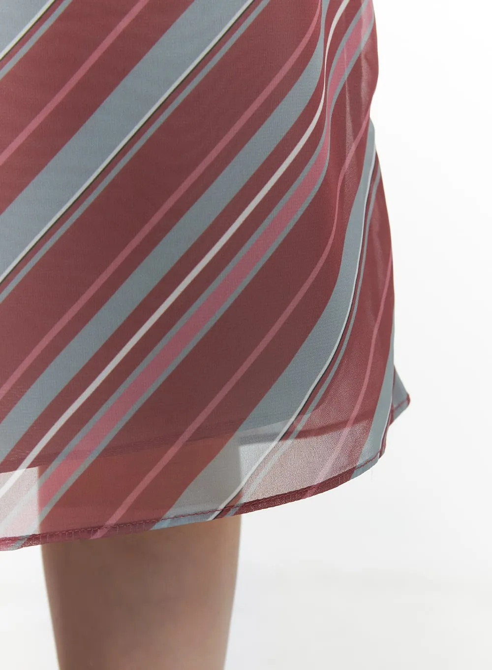 Mesh Striped Midi Skirt CA411