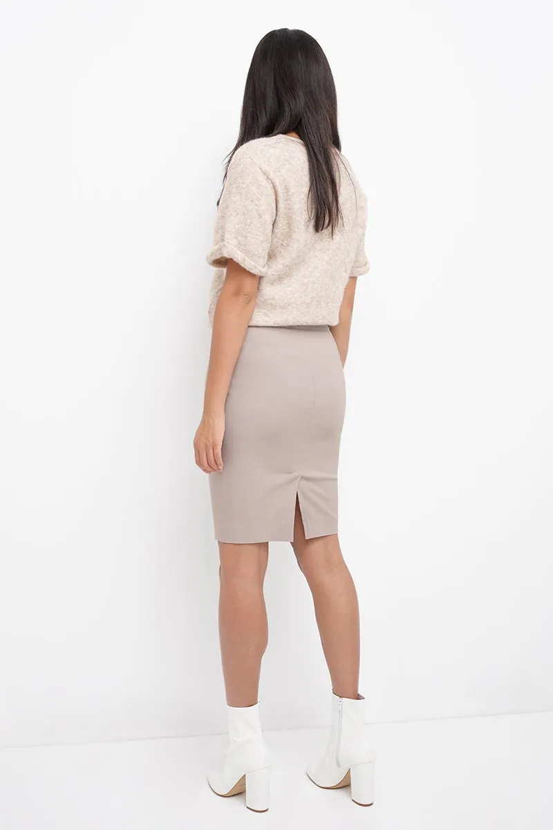 Midi Pencil Skirt with Pull-on Style Design