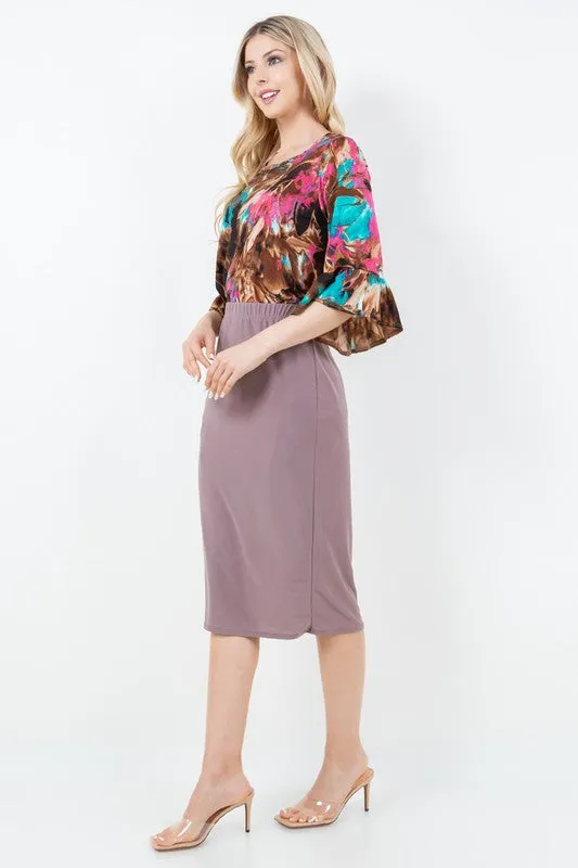 Miss Amy Pencil Skirt (Regular & Plus)- Mocha