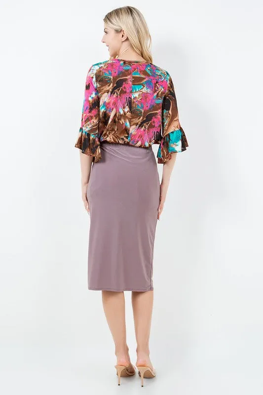 Miss Amy Pencil Skirt (Regular & Plus)- Mocha