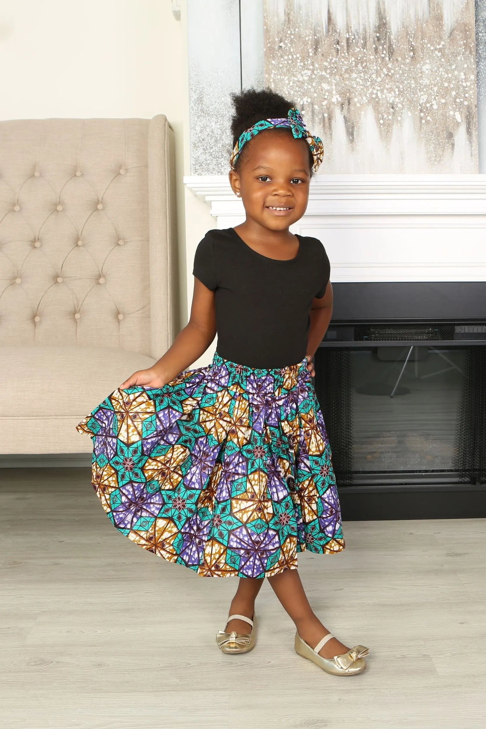 MONU AFRICAN PRINT GIRLS' SKIRT