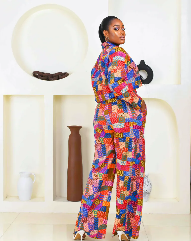 New in African Print Long Sleeve Crop Shirt Top - Banke