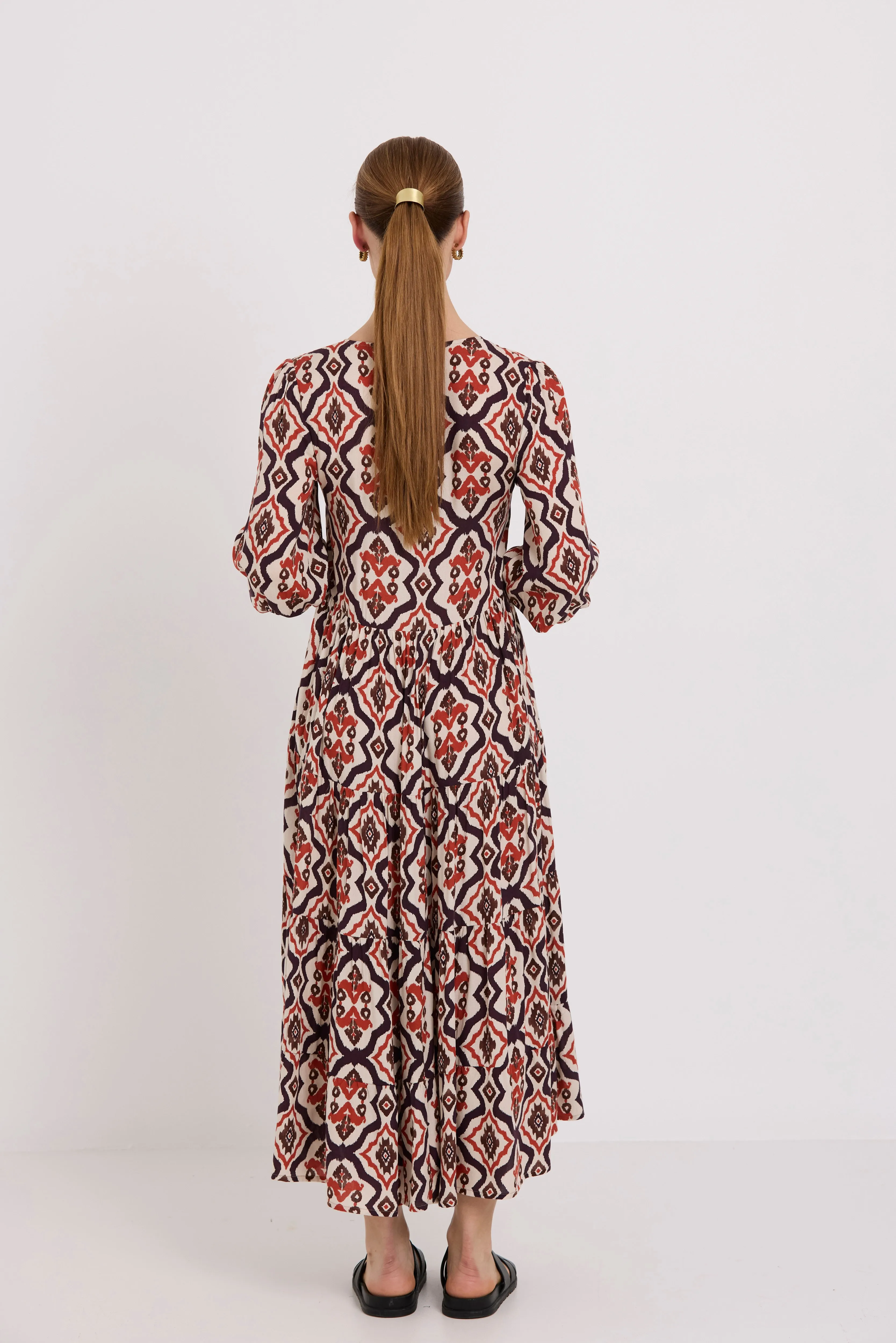 Ngahuia Dress | Plum Ikat