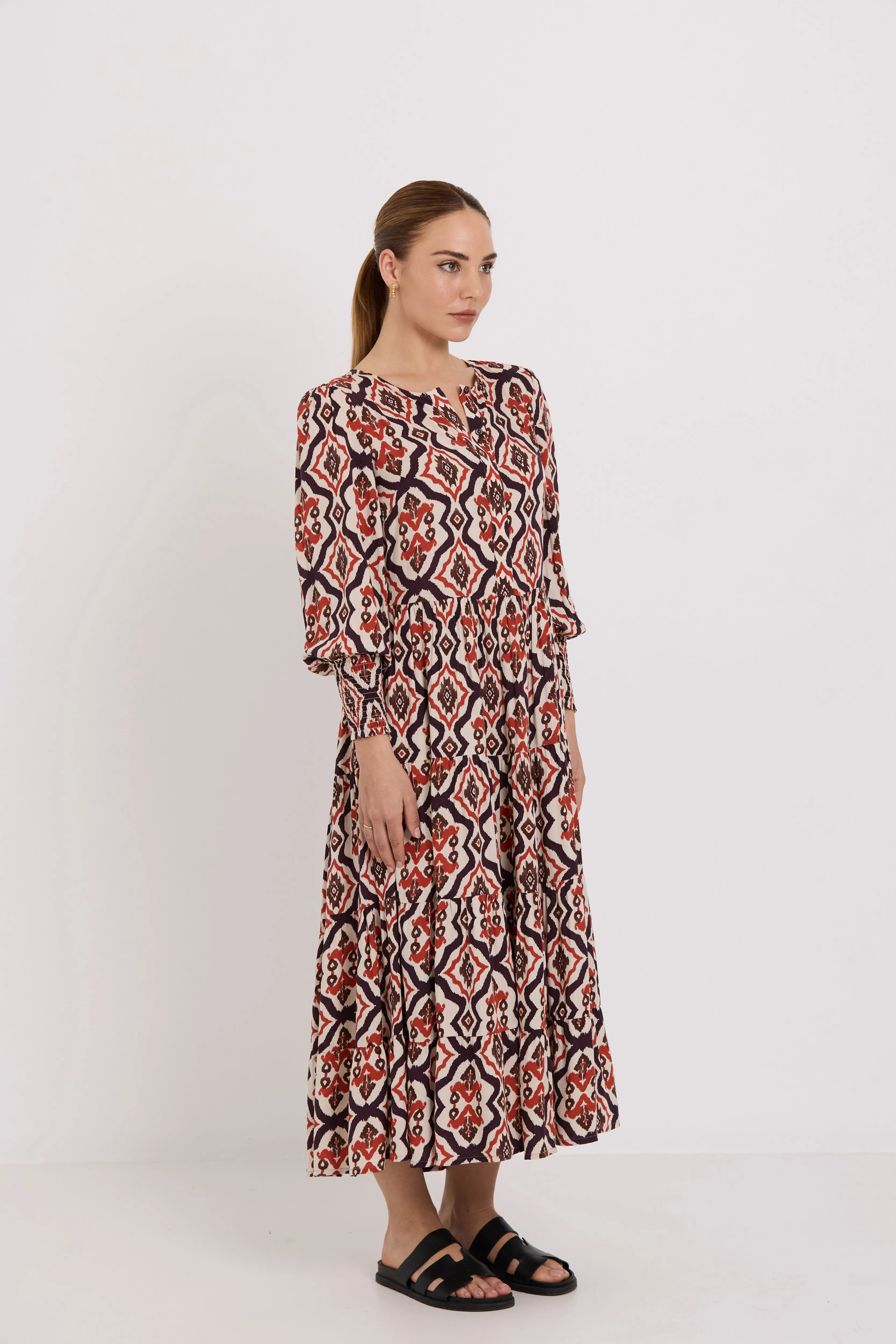 Ngahuia Dress | Plum Ikat