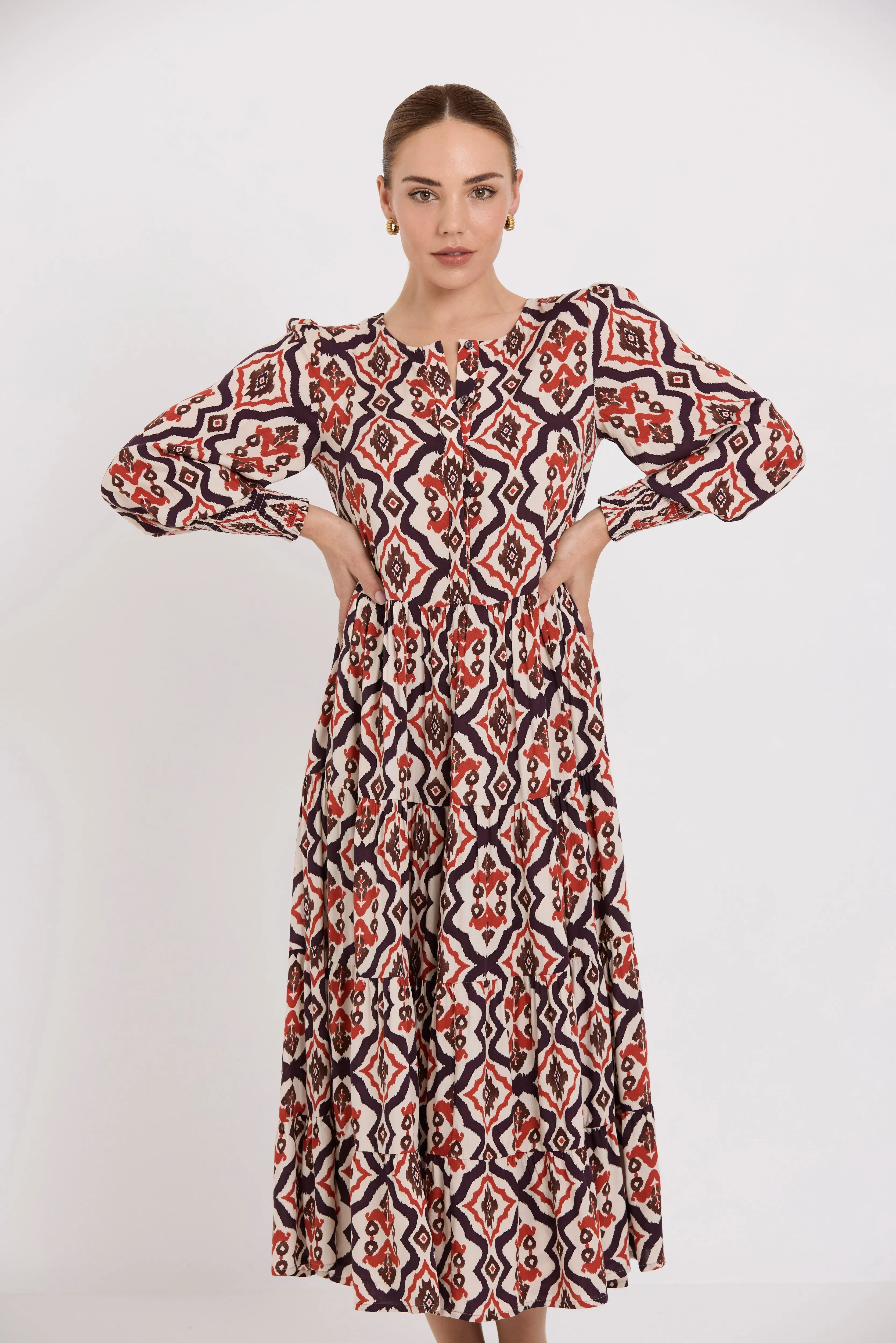 Ngahuia Dress | Plum Ikat