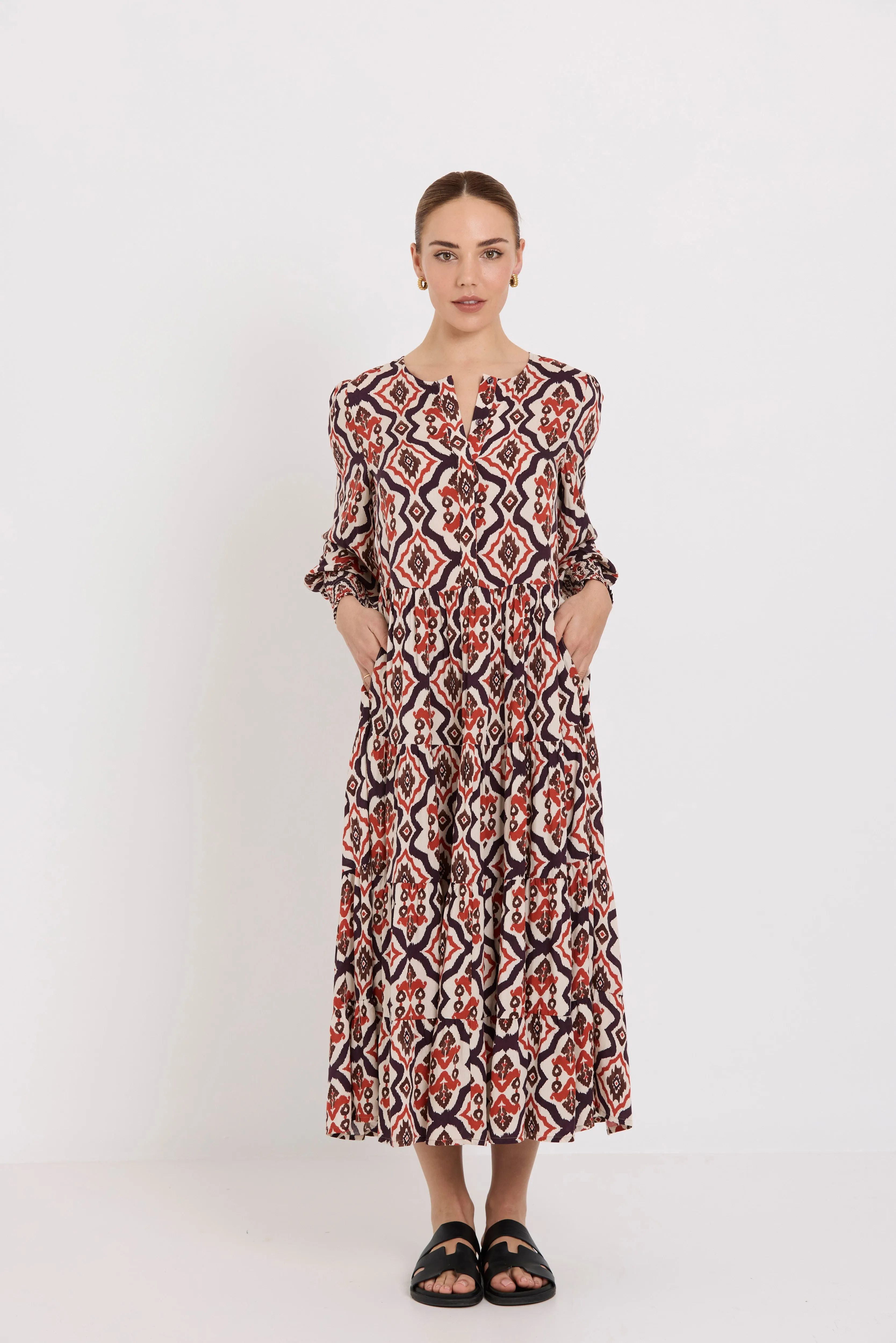 Ngahuia Dress | Plum Ikat